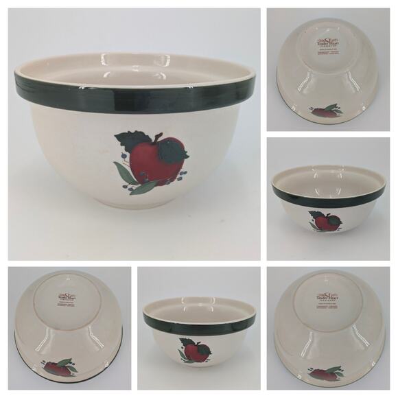 Ceramic Mixing Bowl Set VTG Tender Heart Treasures Apple Blueberries Graduated - Picture 2 of 9
